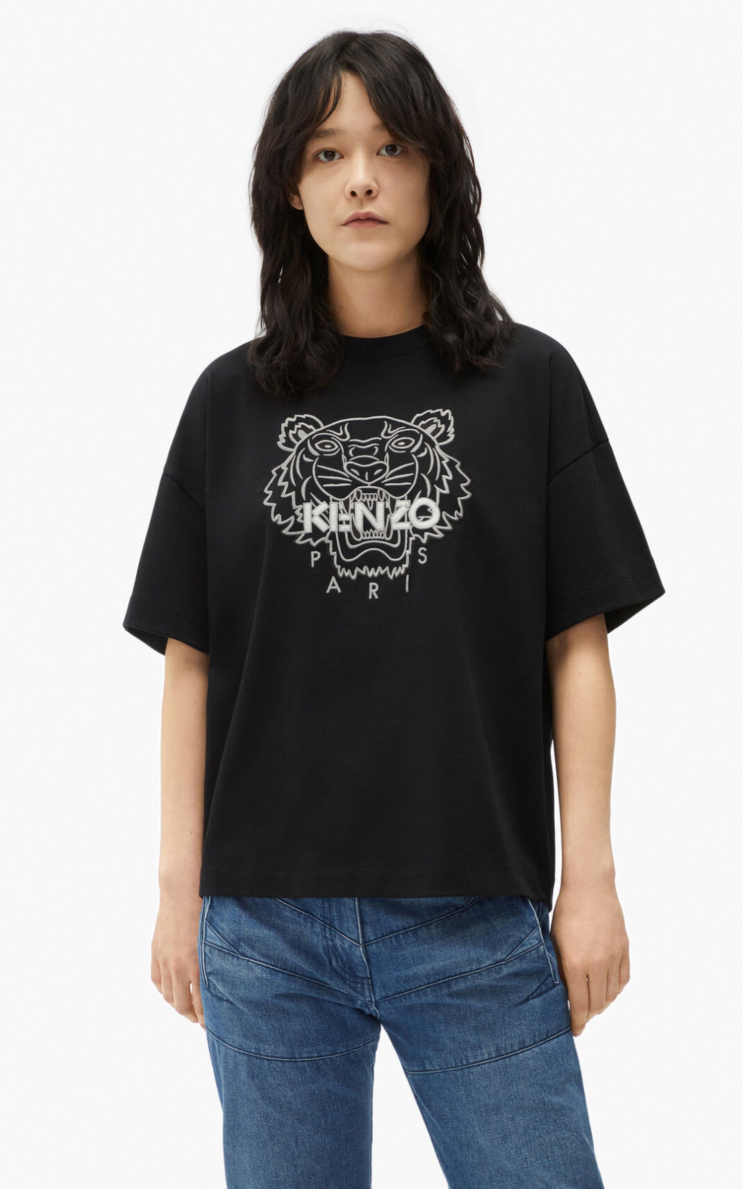 Kenzo Tiger boxy T-shirts Dame - Sort DK-437416